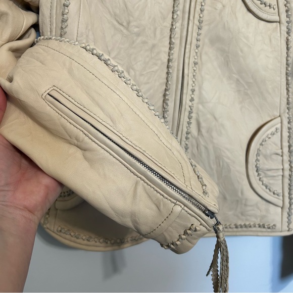 Munthe plus Simonsen Leather Jacket Sz 6 Cream - Picture 4 of 12
